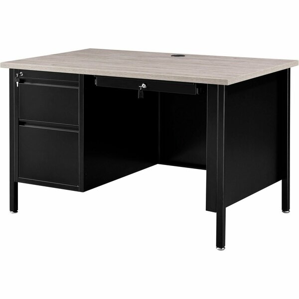 Interion By Global Industrial Interion Steel Teachers Desk, 48inW x 30inD, Gray Top with Black Frame 695631GY